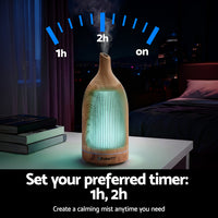 Devanti Ultrasonic Aroma Diffuser Aromatherapy 200ml LED Lights Iron Humidifier Forest Light wood grain