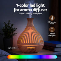Devanti Ultrasonic Aroma Diffuser Aromatherapy 400ml LED Lights Iron Humidifier Forest Light wood grain- YX350-LW