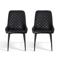 Artiss 2x Dining Chairs Retro PU Leather Kitchen Lounge Cafe Accent Chair Black- BKX2