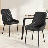 Artiss 2x Dining Chairs Retro PU Leather Kitchen Lounge Cafe Accent Chair Black- BKX2