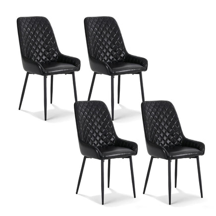Artiss 4x Dining Chairs Retro PU Leather Kitchen Lounge Cafe Accent Chair Black