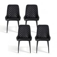 Artiss 4x Dining Chairs Retro PU Leather Kitchen Lounge Cafe Accent Chair Black- BKX4