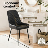 Artiss 4x Dining Chairs Retro PU Leather Kitchen Lounge Cafe Accent Chair Black- BKX4