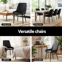 Artiss 4x Dining Chairs Retro PU Leather Kitchen Lounge Cafe Accent Chair Black- BKX4