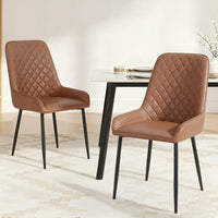 Artiss 2x Dining Chairs Retro PU Leather Kitchen Lounge Cafe Accent Chair Brown- BRX2