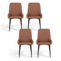 Artiss 4x Dining Chairs Retro PU Leather Kitchen Lounge Cafe Accent Chair Brown- BRX4