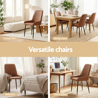 Artiss 4x Dining Chairs Retro PU Leather Kitchen Lounge Cafe Accent Chair Brown- BRX4