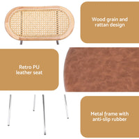 Artiss 2x Dining Chairs PU Leather Rattan Kitchen Lounge Cafe Accent Chair Brown