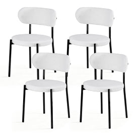 Artiss Dining Chairs Set of 4 Sherpa Boucle White