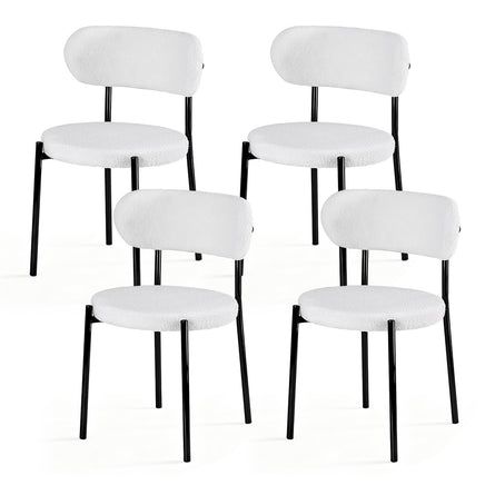 Artiss Dining Chairs Set of 4 Sherpa Boucle White