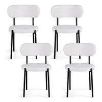 Artiss Dining Chairs Set of 4 Sherpa Boucle White- WHX4