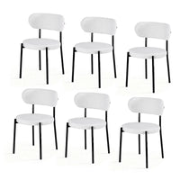 Artiss Dining Chairs Set of 6 Sherpa Boucle White