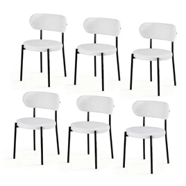 Artiss Dining Chairs Set of 6 Sherpa Boucle White