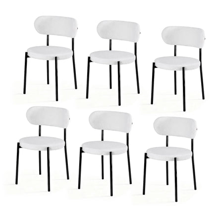 Artiss Dining Chairs Set of 6 Sherpa Boucle White