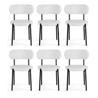 Artiss Dining Chairs Set of 6 Sherpa Boucle White