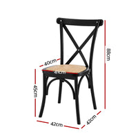 Artiss 2x Dining Chairs Rattan Wooden Kitchen Accent Chair Cafe Lounge Rubber Wood