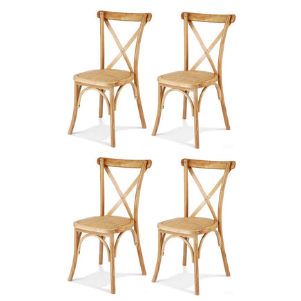 Artiss 4x Dining Chairs Rattan Wooden Kitchen Accent Chair Cafe Lounge Rubber Wood
