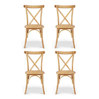 Artiss 4x Dining Chairs Rattan Wooden Kitchen Accent Chair Cafe Lounge Rubber Wood