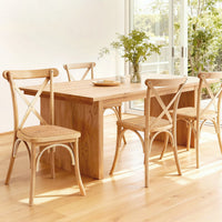 Artiss 4x Dining Chairs Rattan Wooden Kitchen Accent Chair Cafe Lounge Rubber Wood