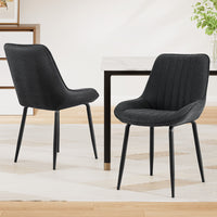 Artiss 2x Dining Chairs Retro PU Leather Kitchen Lounge Cafe Accent Chair Black