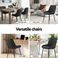 Artiss 4x Dining Chairs Retro PU Leather Kitchen Lounge Cafe Accent Chair Black