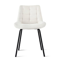 Artiss 2x Dining Chairs Velvet Tufted Kitchen Lounge Cafe Accent Chair Beige