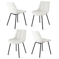 Artiss 4x Dining Chairs Velvet Tufted Kitchen Lounge Cafe Accent Chair Beige