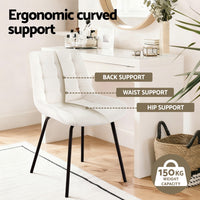 Artiss 4x Dining Chairs Velvet Tufted Kitchen Lounge Cafe Accent Chair Beige