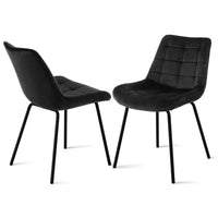 Artiss 2x Dining Chairs Velvet Tufted Kitchen Lounge Cafe Accent Chair Black