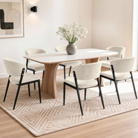 Artiss Dining Chairs Set of 6 Linen Fabric Soft Upholstered Chairs Beige