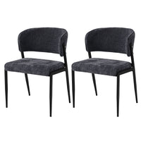 Artiss Dining Chairs Set of 2 Linen Fabric Soft Upholstered Chairs Charcoal