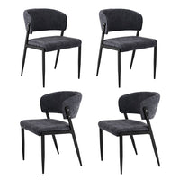Artiss Dining Chairs Set of 4 Linen Fabric Soft Upholstered Chairs Charcoal