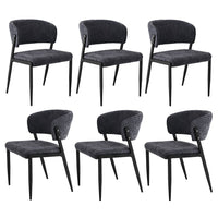 Artiss Dining Chairs Set of 6 Linen Fabric Soft Upholstered Chairs Charcoal