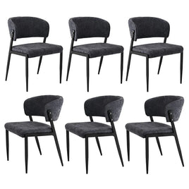 Artiss Dining Chairs Set of 6 Linen Fabric Soft Upholstered Chairs Charcoal