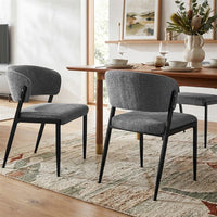 Artiss Dining Chairs Set of 4 Linen Fabric Soft Upholstered Chairs Grey