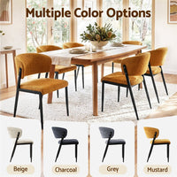 Artiss Dining Chairs Set of 4 Linen Fabric Soft Upholstered Chairs Mustard