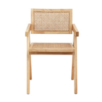 Artiss 1x Dining Chair Wooden Rattan Seat Rubber Wood Frame