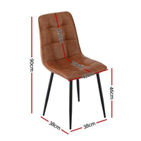 Artiss 4x Dining Chairs Retro PU Leather Kitchen Lounge Cafe Accent Chair Brown