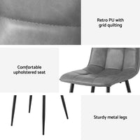 Artiss 4x Dining Chairs Retro PU Leather Kitchen Lounge Cafe Accent Chair Grey