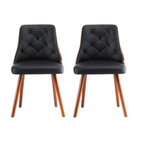 1 Set of 2 Dining Chairs Black PU