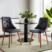 1 Set of 2 Dining Chairs Black PU