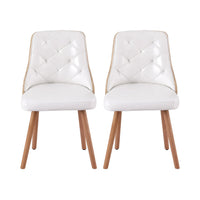 1 Set of 2 Dining Chairs White PU