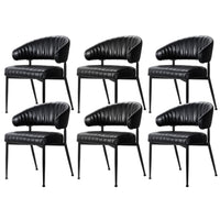 Artiss Dining Chairs Set of 6 Leather Hollow Armchair Black