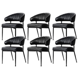 Artiss Dining Chairs Set of 6 Leather Hollow Armchair Black