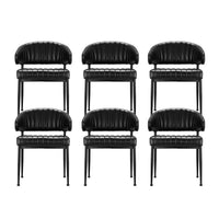 Artiss Dining Chairs Set of 6 Leather Hollow Armchair Black
