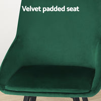 Dining Chairs Set of 2 Velvet Swivel Base Green