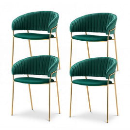 Artiss Dining Chairs Set of 4 Velvet Hollow Armchair Green