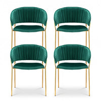 Artiss Dining Chairs Set of 4 Velvet Hollow Armchair Green