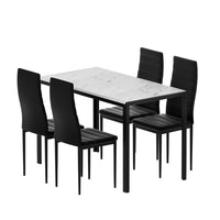 1 Artiss Dining Table and 4 Chairs Set Marble Effect