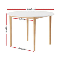 Dining Table Round White 108CM Diameter Demi